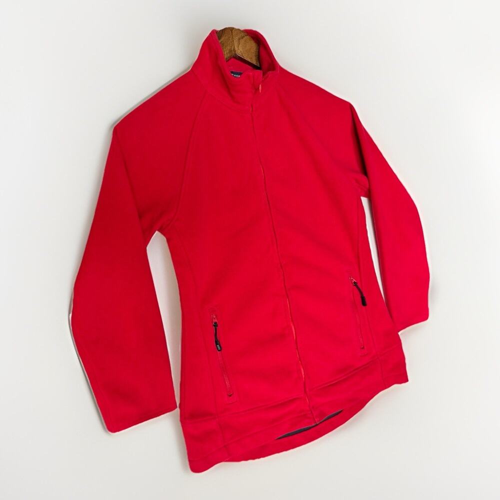 Lands’ End Red Fleece Jacket Women’s Full Zip (Modified) Cozy Outdoor - Small